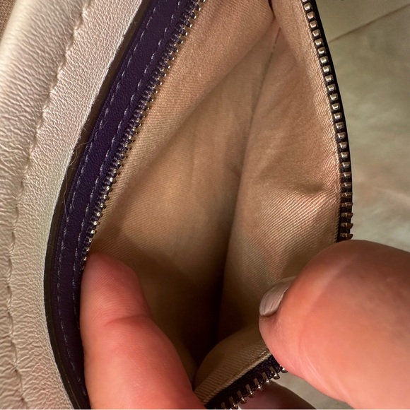 Coach Legacy Eggplant and Ivory Wristlet with Yellow Accent - Picture 12 of 16